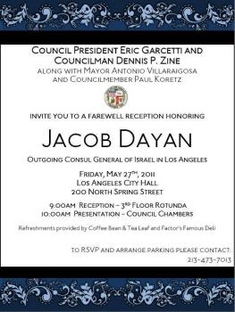 Los Angeles Bids Farewell to Consul General for Israel Jacob Dayan